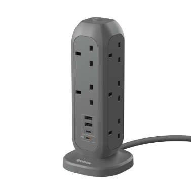 MOMAX - ONEPLUG 11-Outlet Power Strip With USB (Space Grey) US11UKE